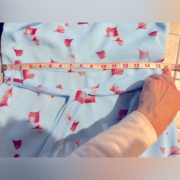 Banana Republic size 8 & 10 Blue Red Belted Flutter Sleeve Floral A-Line Women - Picture 15 of 15